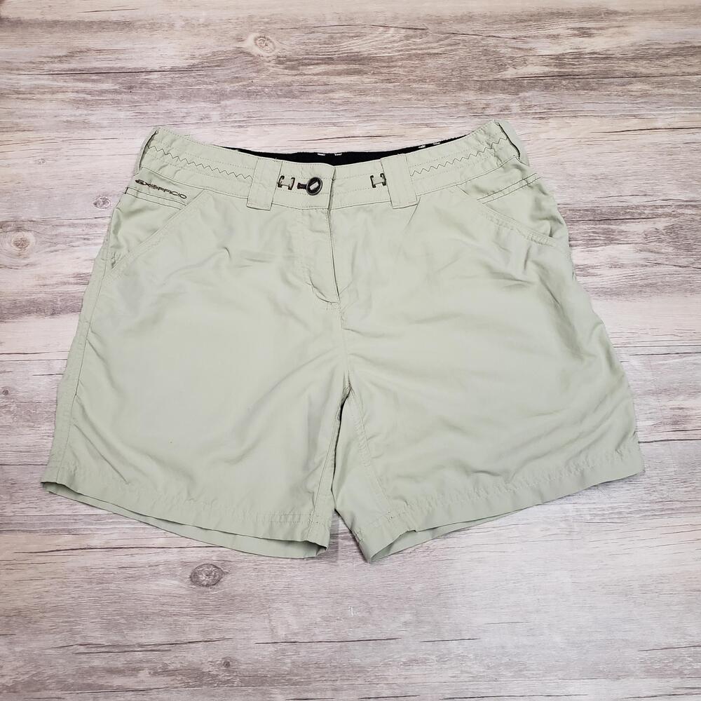 ExOfficio Shorts Womens 6 Green Nylon Utility Hiking Travel Adjustable Waist